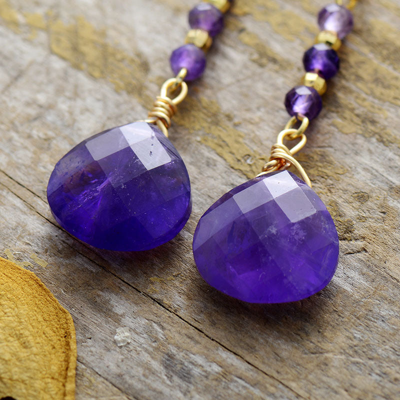 18K Gold-Plated Natural Stone Drop Earrings