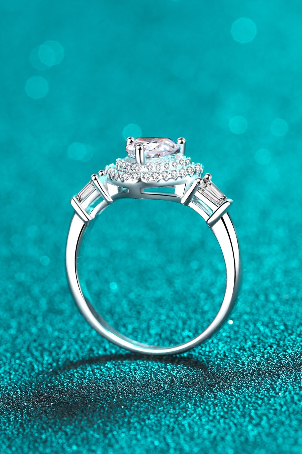 1 Carat Moissanite Platinum-Plated Heart Ring
