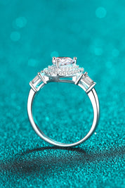 1 Carat Moissanite Platinum-Plated Heart Ring