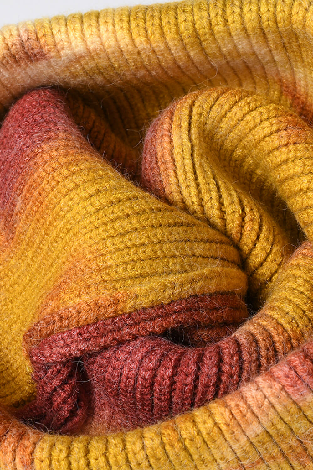 Bi-Color Tie-Dye Cuffed Rib-Knit Beanie