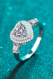1 Carat Moissanite Platinum-Plated Heart Ring
