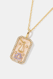 Rhinestone Zodiac Constellation Pendant Copper Necklace