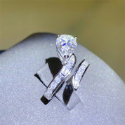 Serpentine 3 Carat Moissanite 925 Sterling Silver Bypass Ring