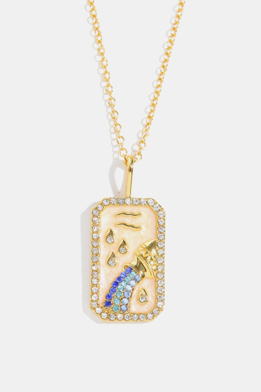 Rhinestone Zodiac Constellation Pendant Copper Necklace