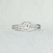 925 Sterling Silver Inlaid Nesting Zircon Heart Ring Set