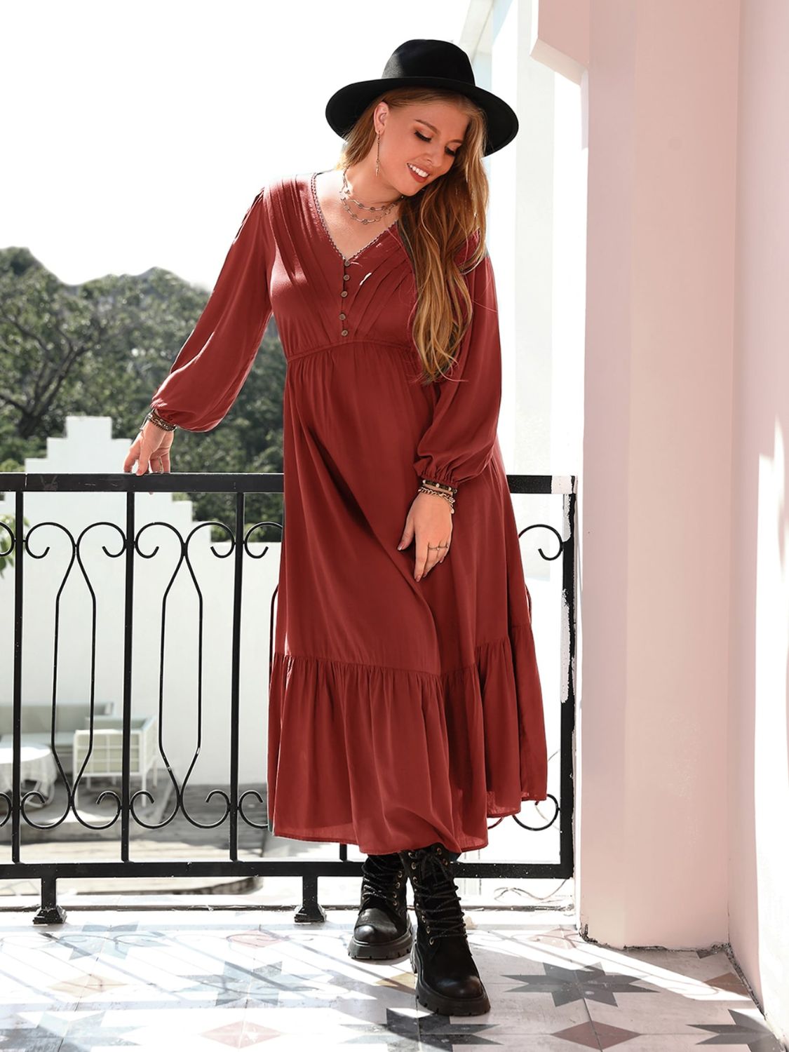 Country Spice Boho Midi Dress