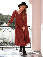 Country Spice Boho Midi Dress