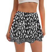 Black Mystical Cats TK Exclusive Double Layer Mini Skort