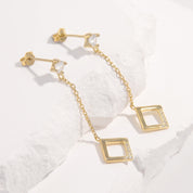 18k Gold-Plated Diamond Drop Earrings