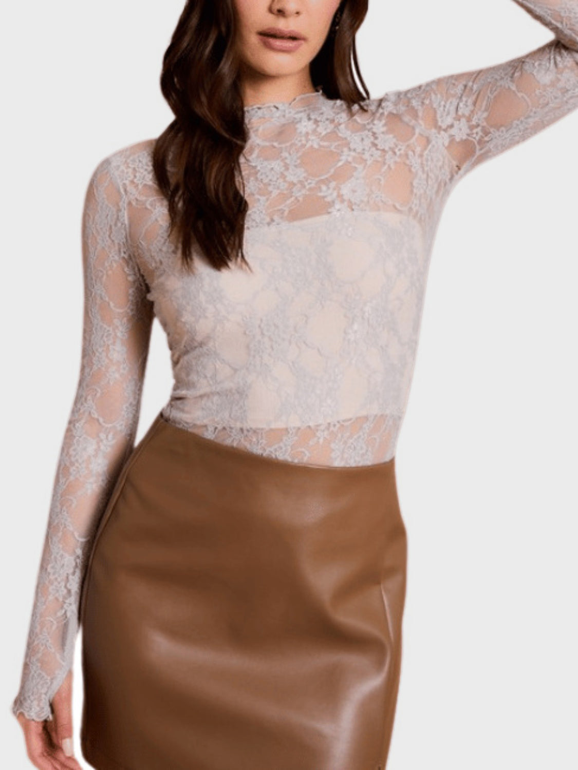 Maybe Later Lace Mock Neck Top