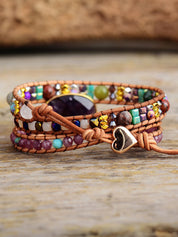 Triple-Layer Natural Amethyst Bracelet