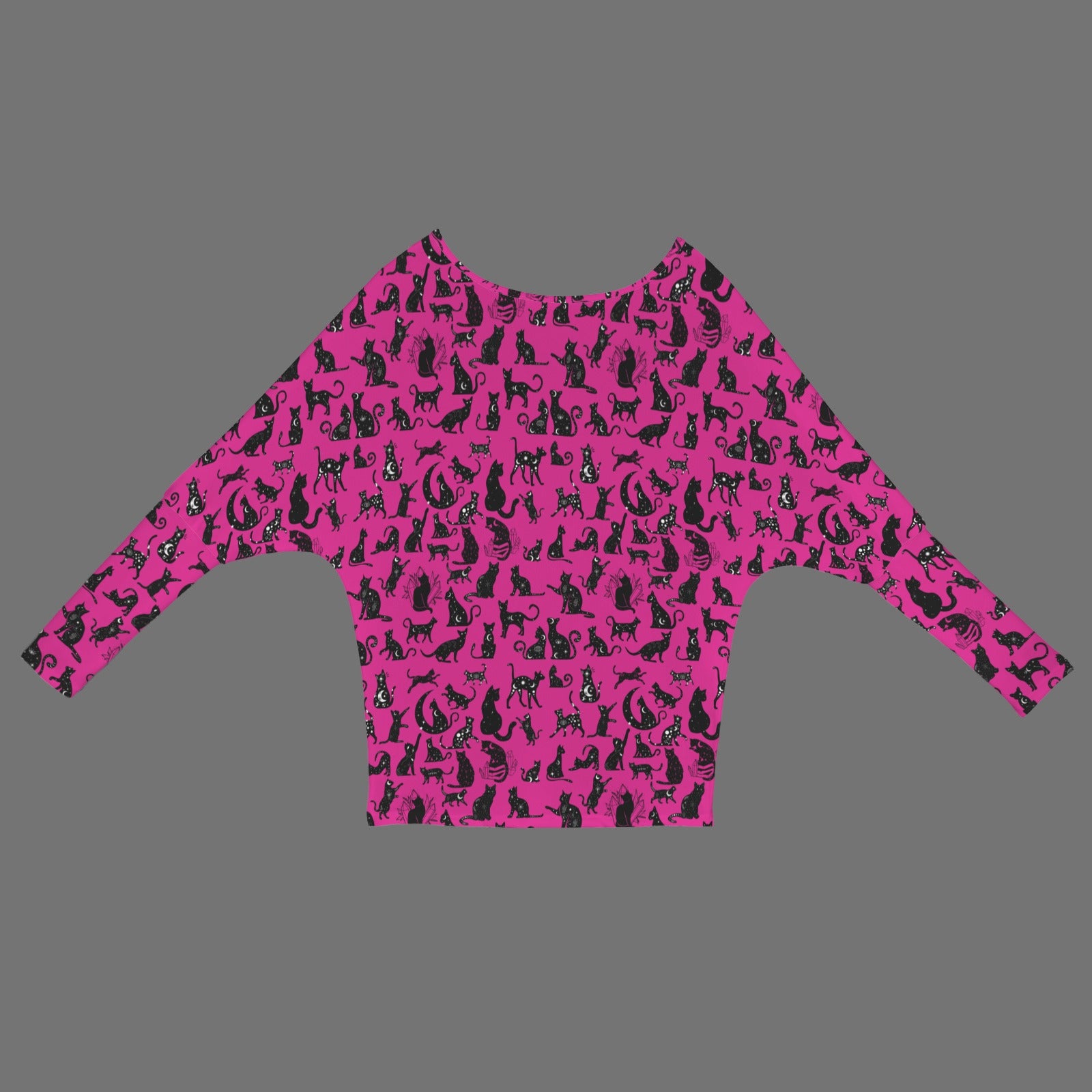 Mystical Cats TK Exclusive Off Shoulder Pullover Batwing Sweater