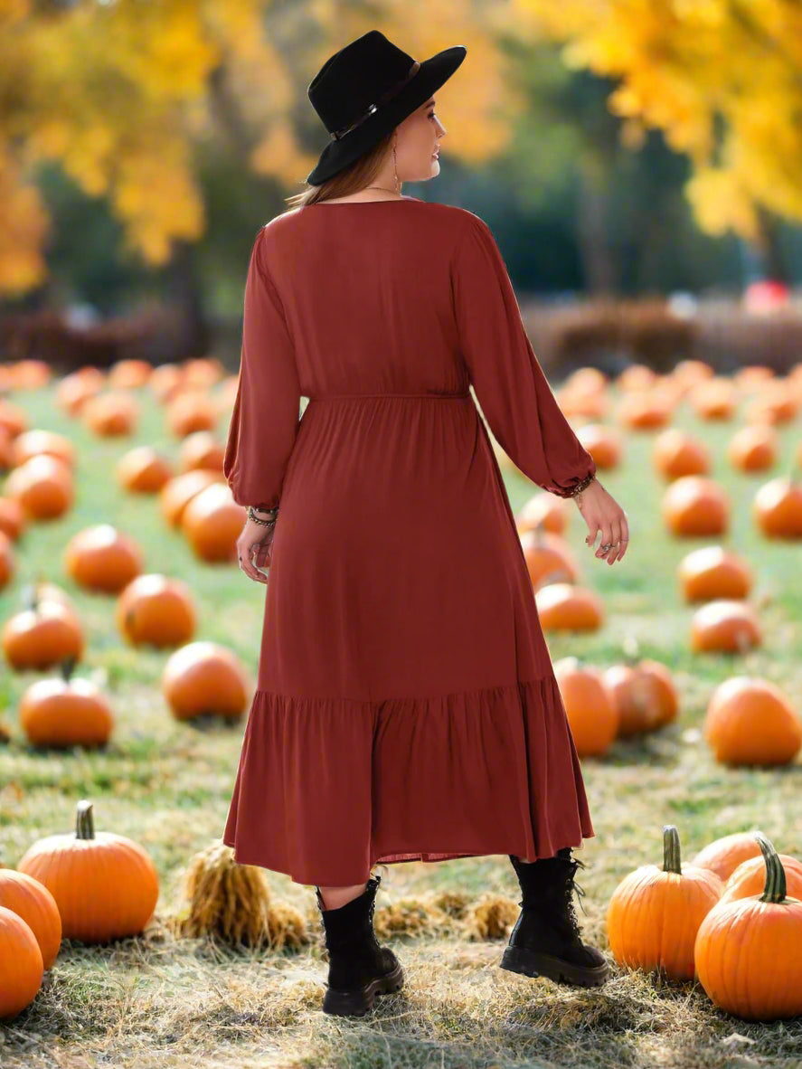 Country Spice Boho Midi Dress in Rust | Twilight Kisses