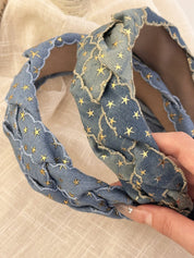 Denim Star Braided Headband