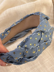 Denim Star Braided Headband