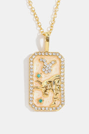 Rhinestone Zodiac Constellation Pendant Copper Necklace