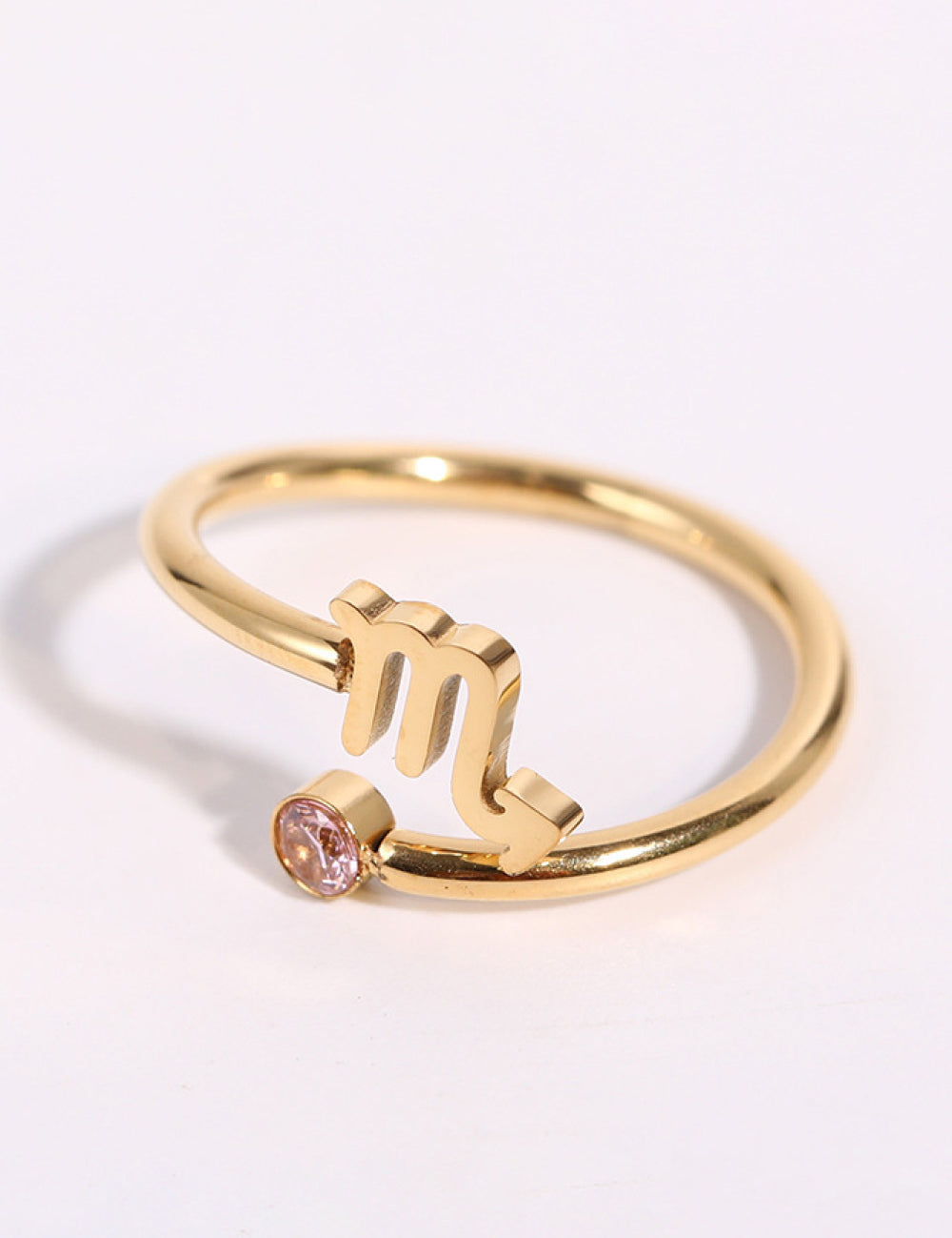 Minimalist Zodiac Gemstone 18K Gold-Plated Bypass Ring