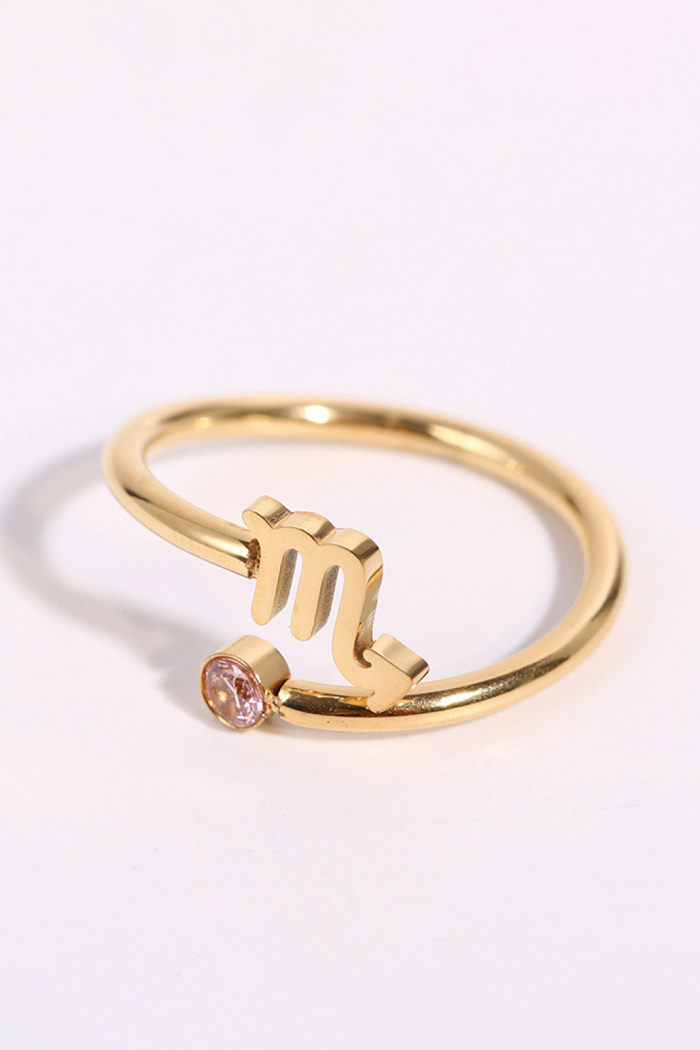 Minimalist Zodiac Gemstone 18K Gold-Plated Bypass Ring