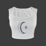 Many Moons Printed TK Exclusive Square Neck Crop Tank Top | Twilight Kisses