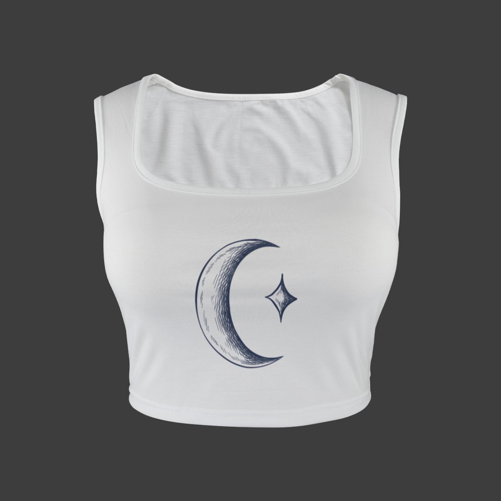 Many Moons Printed TK Exclusive Square Neck Crop Tank Top | Twilight Kisses