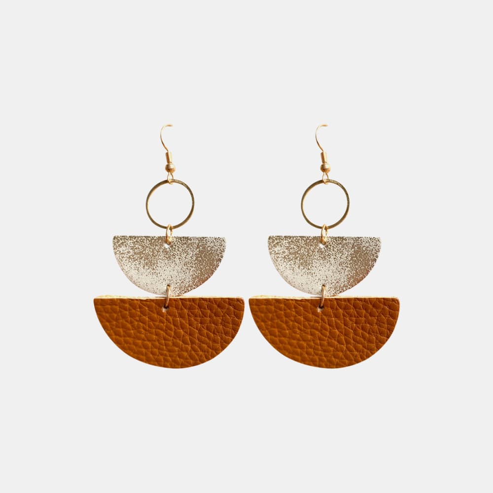 Semi Circle Geometric Leather Dangle Earrings