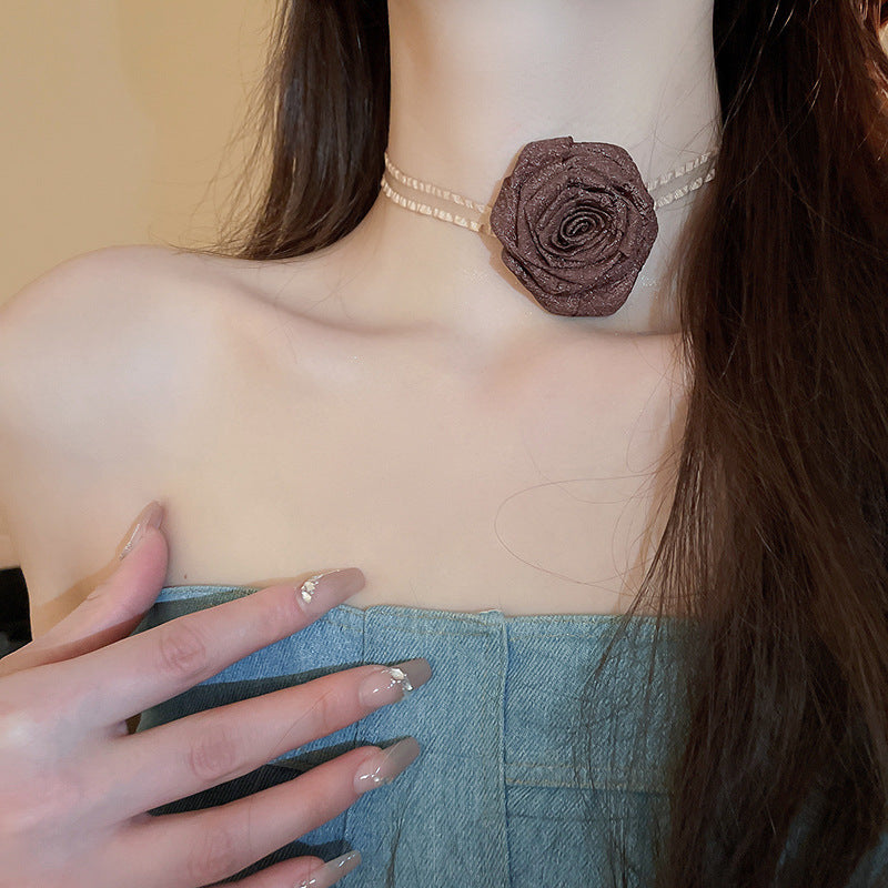 Chocolate Rosette Necklace