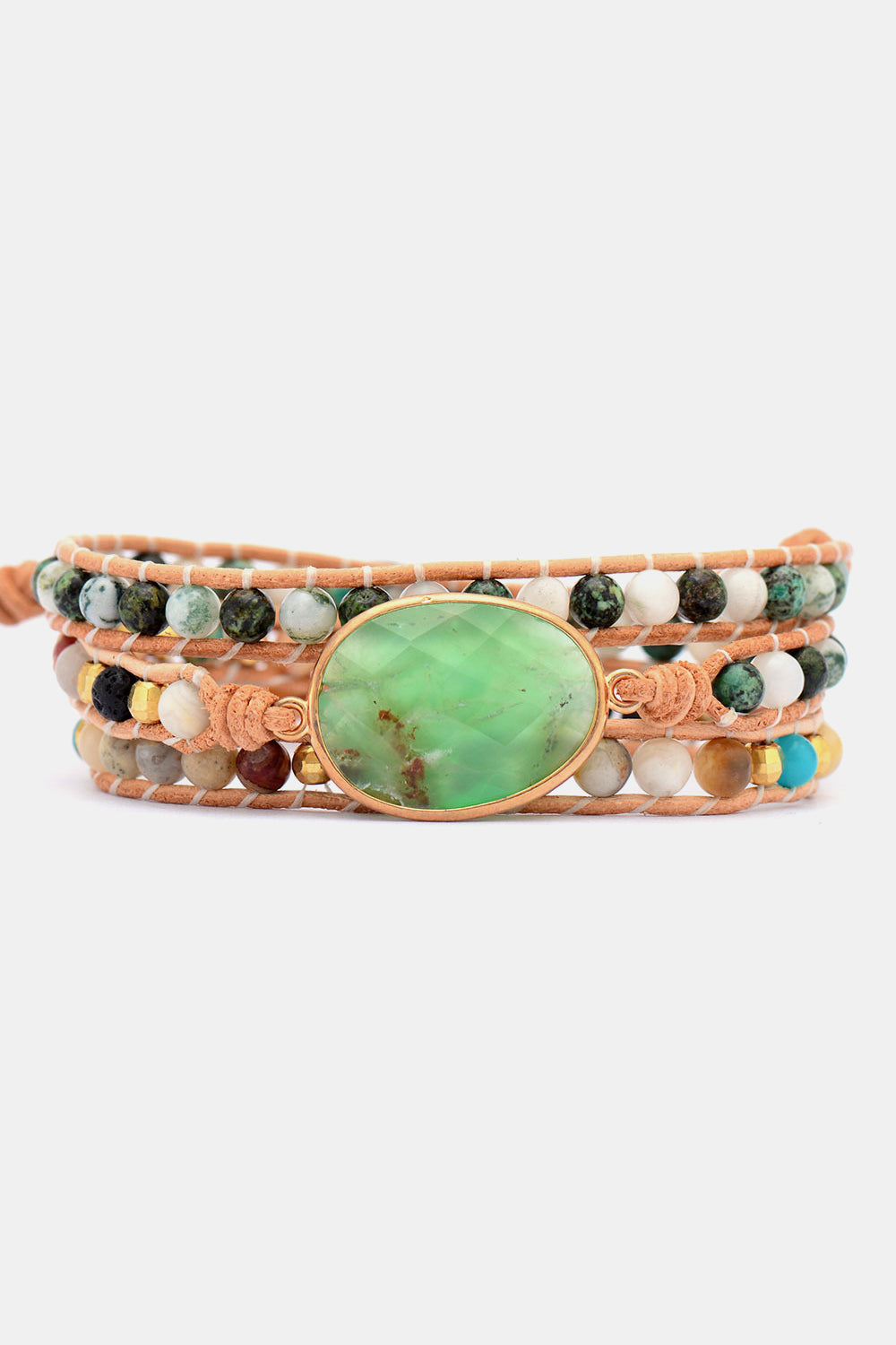 Aquamarine Agate & Jasper Wrap Bracelet