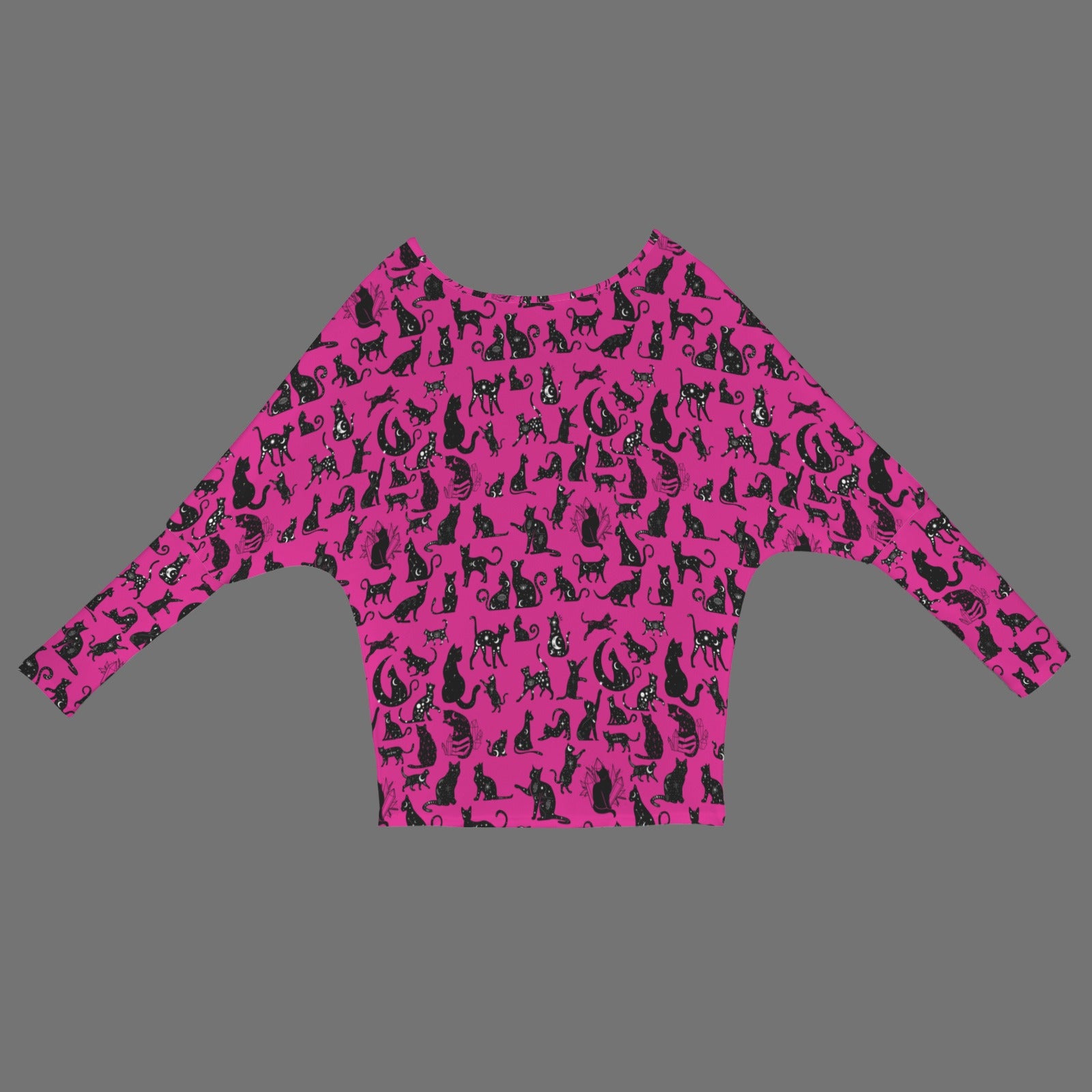 Mystical Cats TK Exclusive Off Shoulder Pullover Batwing Sweater