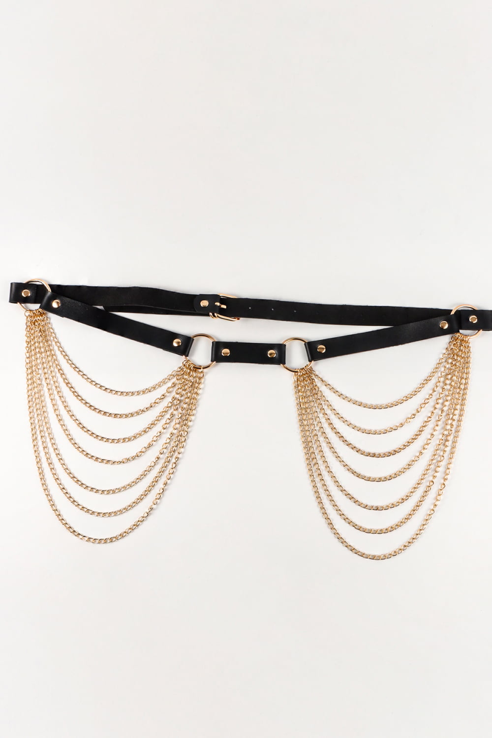 Nikki Faux Leather Muti-Strand Chain Belt