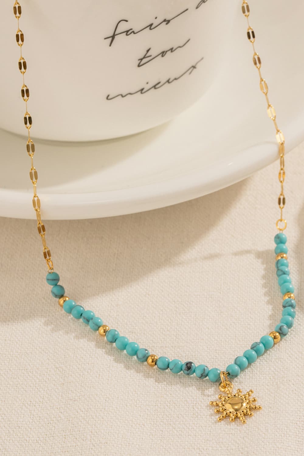 Golden Sun Turquoise Pendant Necklace