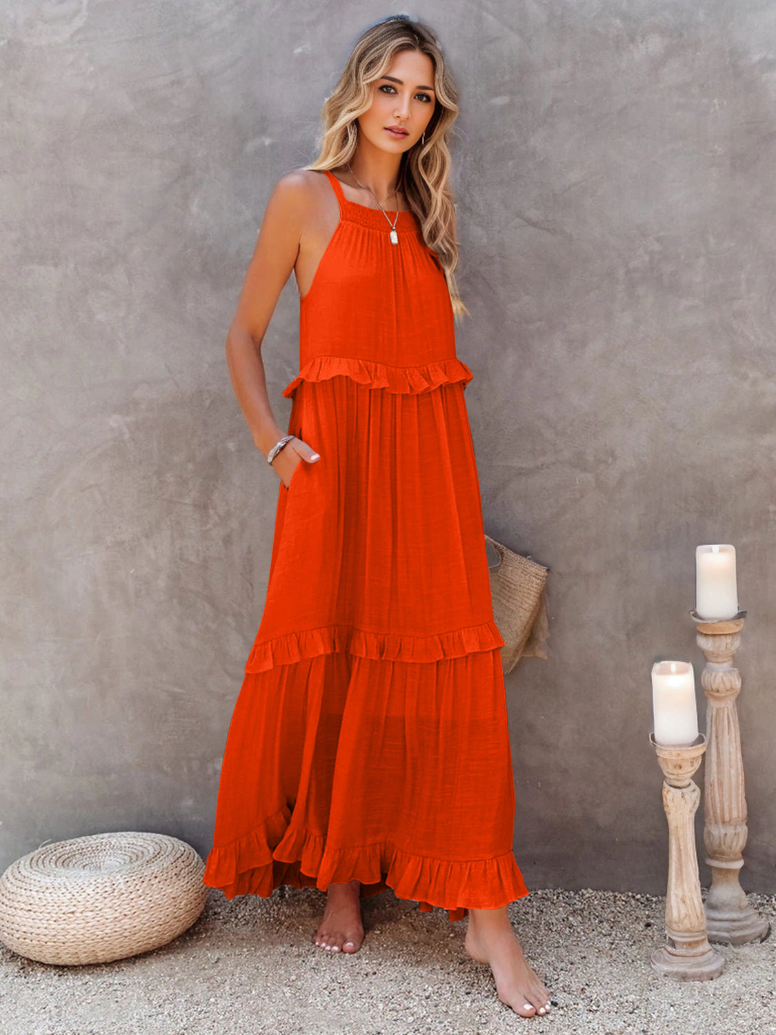 Stevie Tiered Maxi Dress with Pockets