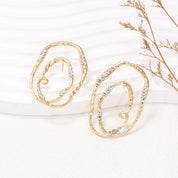 Ripples Gold-Plated Rhinestone Earrings