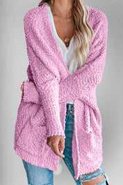 Book Nook Bouclé Open-Front Cardigan