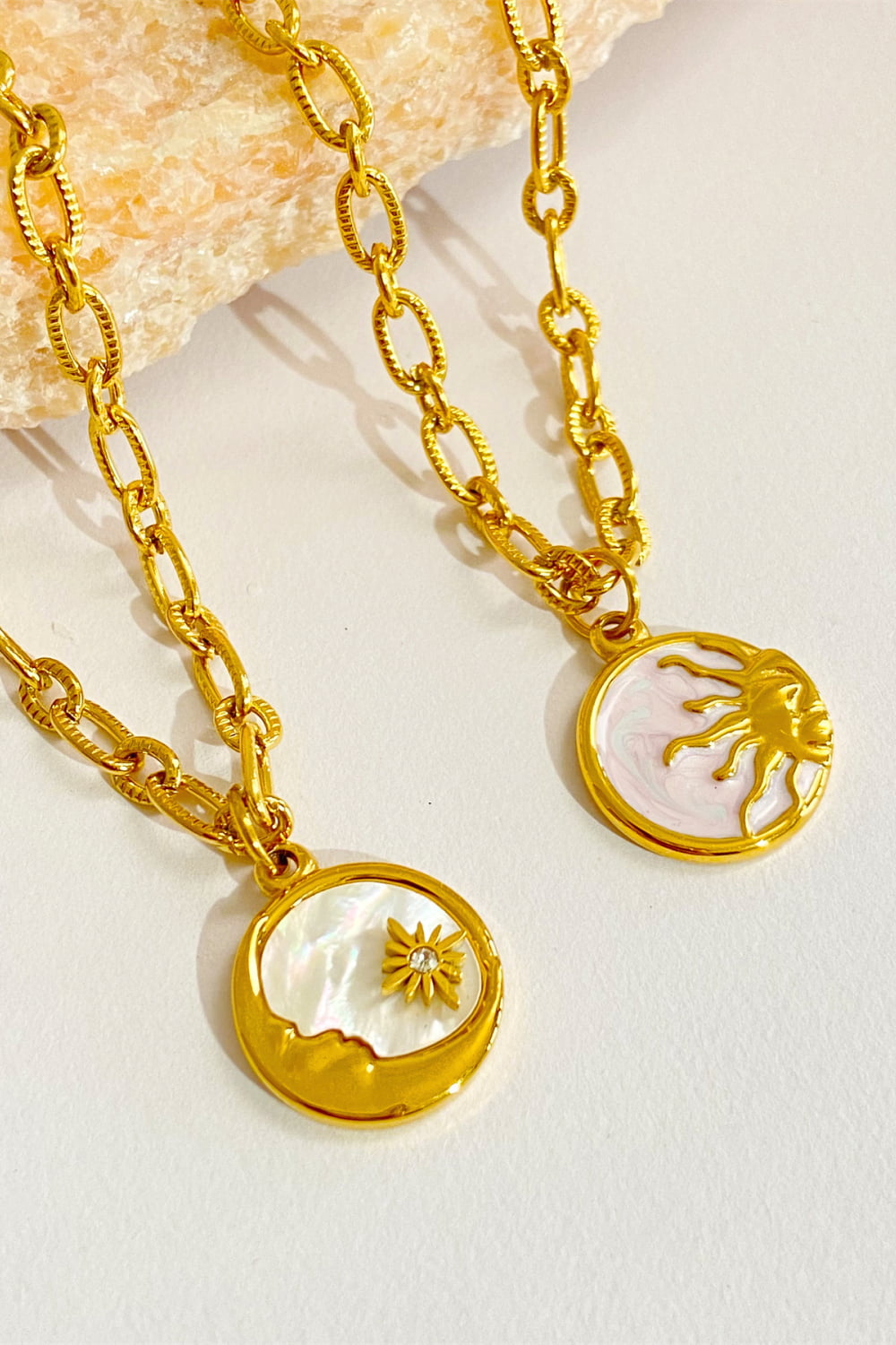 Heavenly Sun or Moon 18K gold-plated Necklace