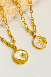 Heavenly Sun or Moon 18K gold-plated Necklace