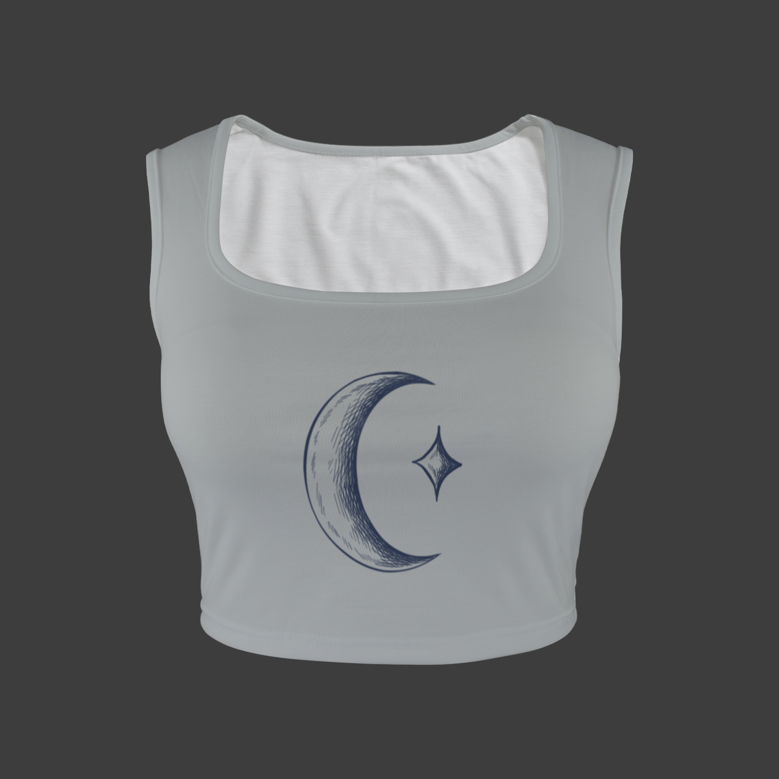 Many Moons Printed TK Exclusive Square Neck Crop Tank Top | Twilight Kisses