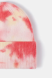 Bi-Color Tie-Dye Cuffed Rib-Knit Beanie