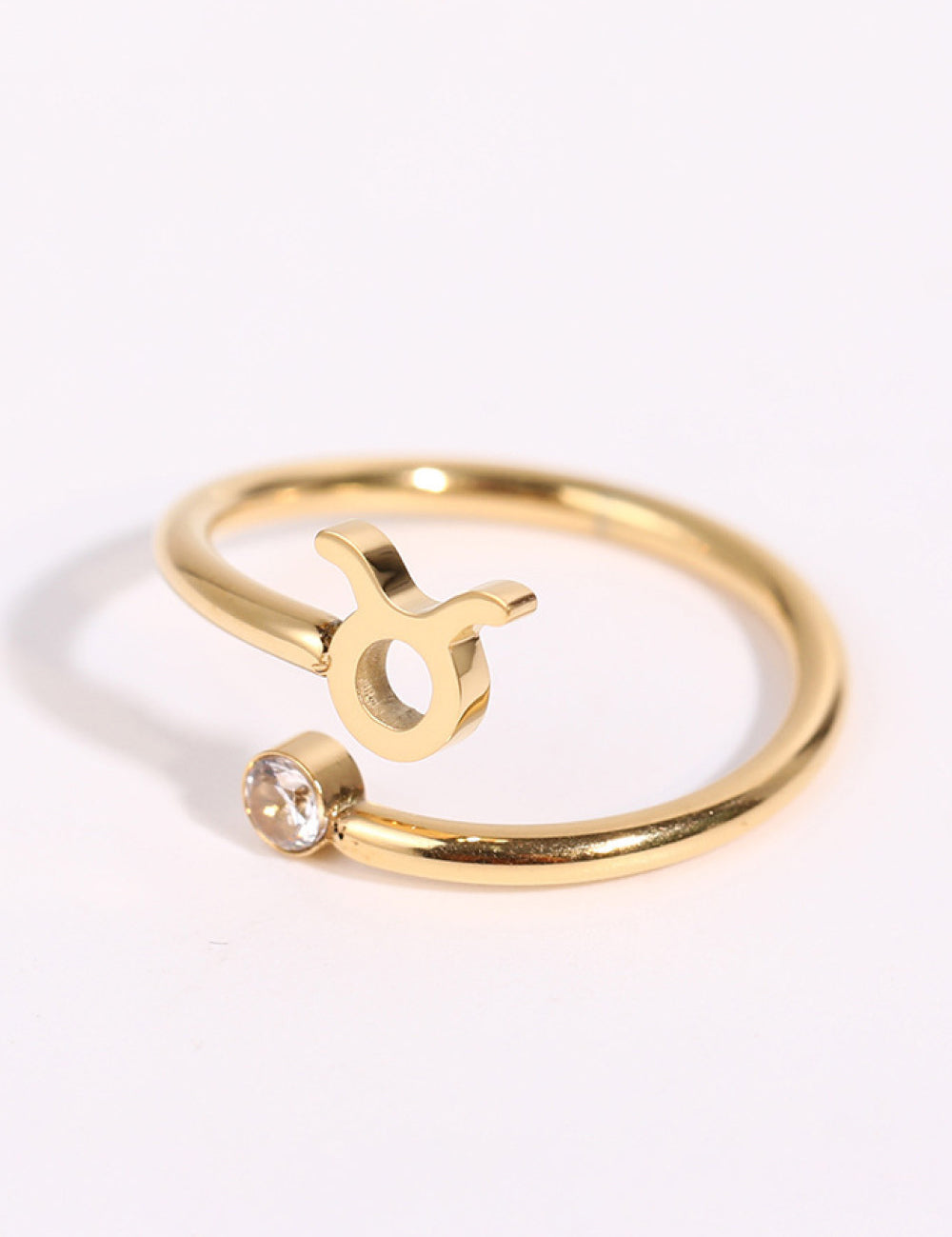 Minimalist Zodiac Gemstone 18K Gold-Plated Bypass Ring
