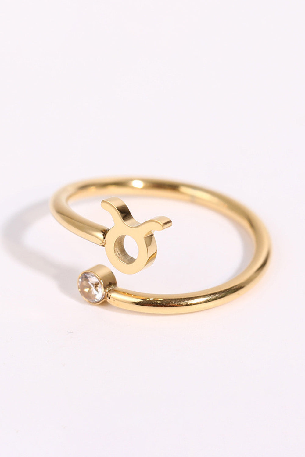 Minimalist Zodiac Gemstone 18K Gold-Plated Bypass Ring