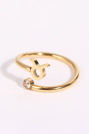 Minimalist Zodiac Gemstone 18K Gold-Plated Bypass Ring