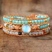 White Fire Opal Beaded Layered Bracelet