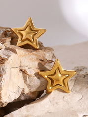 18K Gold-Plated Inlaid Star Stud Earrings