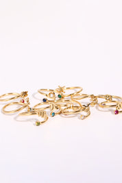 Minimalist Zodiac Gemstone 18K Gold-Plated Bypass Ring