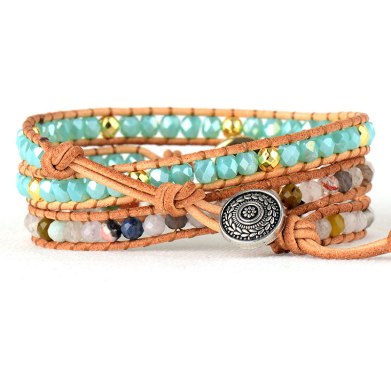 White Fire Opal Beaded Layered Bracelet