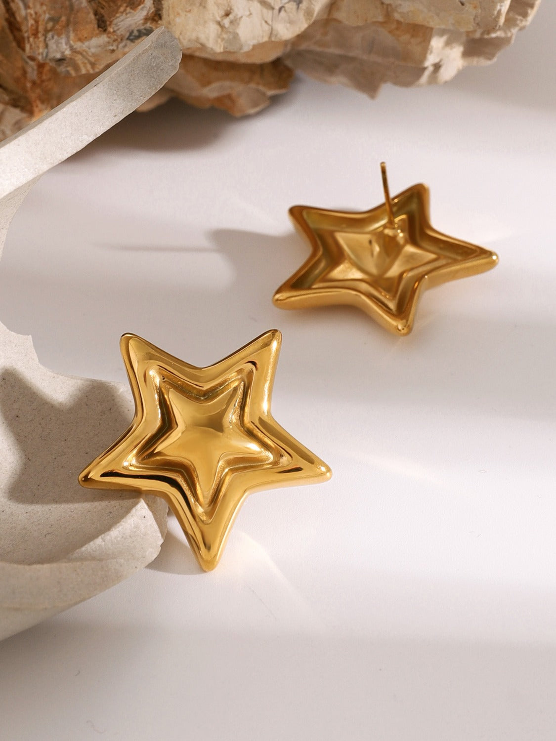 18K Gold-Plated Inlaid Star Stud Earrings