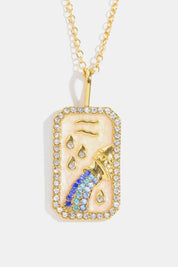 Rhinestone Zodiac Constellation Pendant Copper Necklace