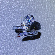 Serpentine 3 Carat Moissanite 925 Sterling Silver Bypass Ring