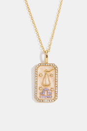 Rhinestone Zodiac Constellation Pendant Copper Necklace