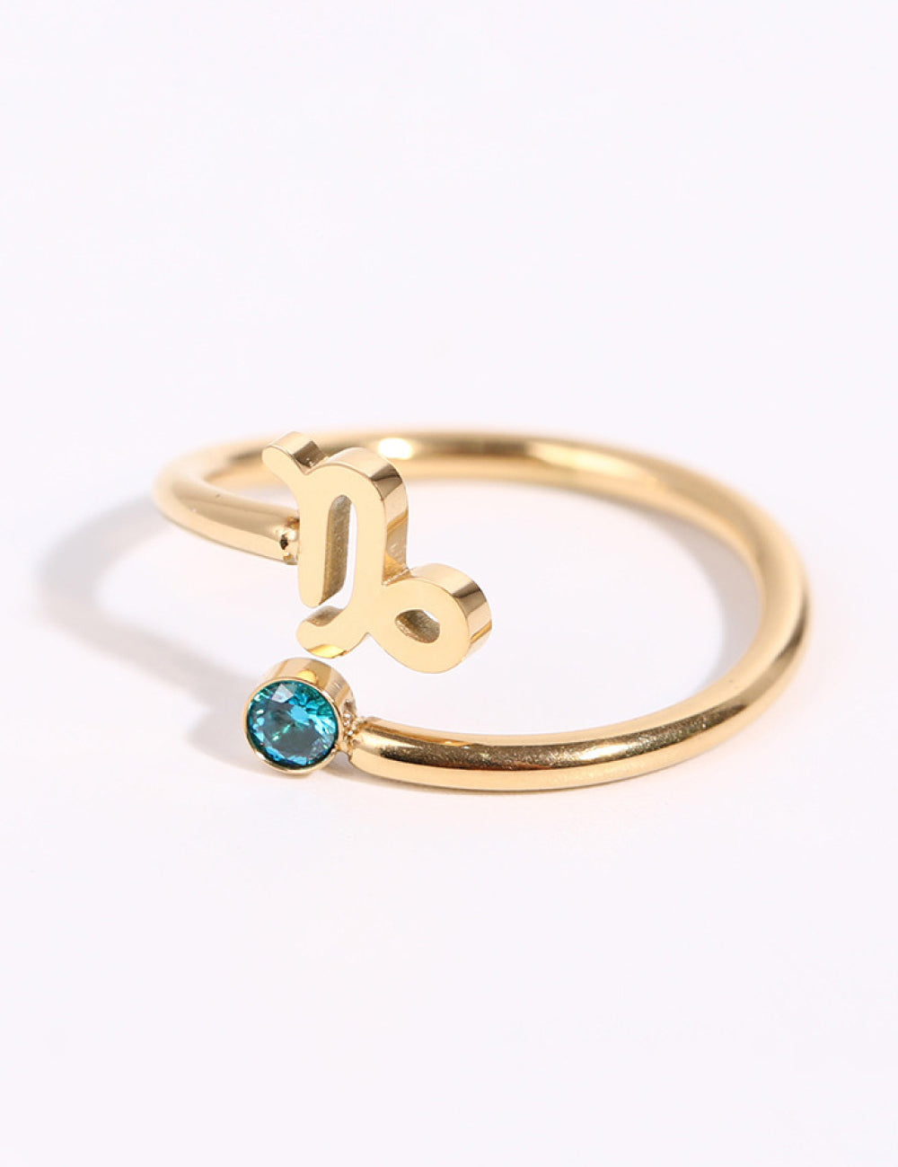 Minimalist Zodiac Gemstone 18K Gold-Plated Bypass Ring
