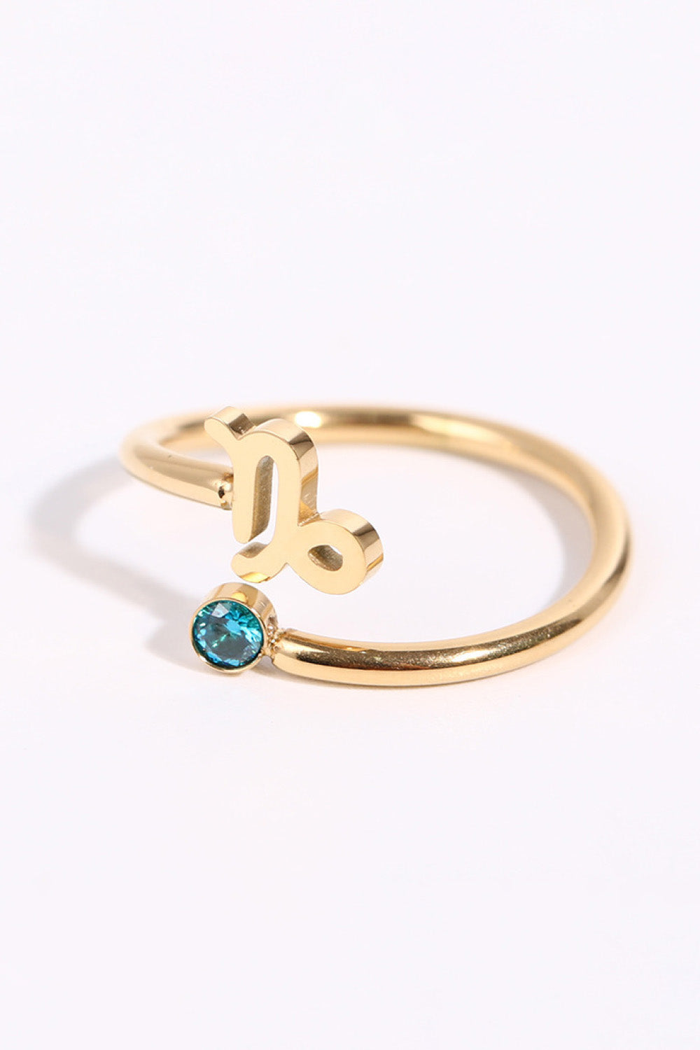 Minimalist Zodiac Gemstone 18K Gold-Plated Bypass Ring